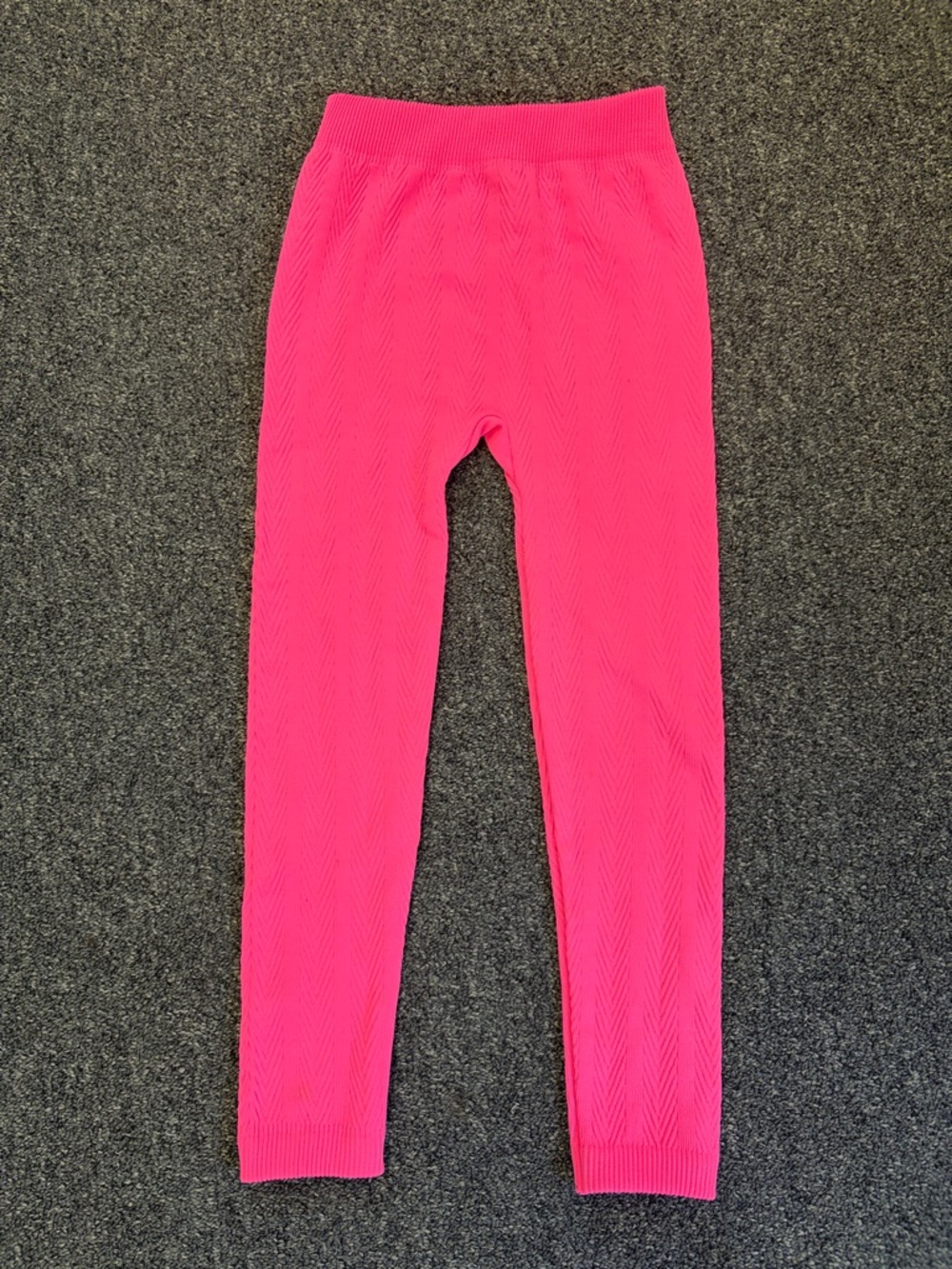 One Step Ahead Neon Pink Ribbed Knit Leggings